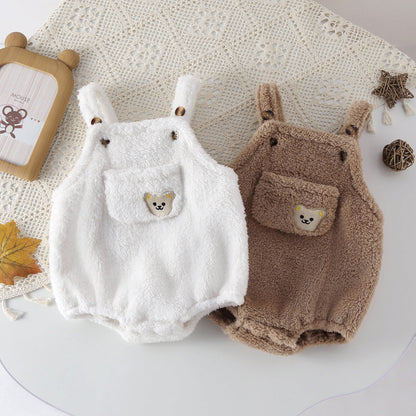 Fluff Bear Pattern Solid Color Onesies