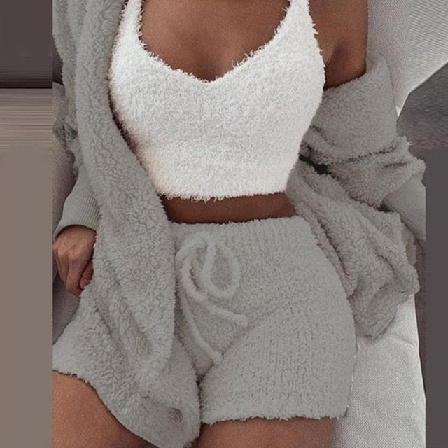 Cozy Knitted Set Cardigan and Shorts